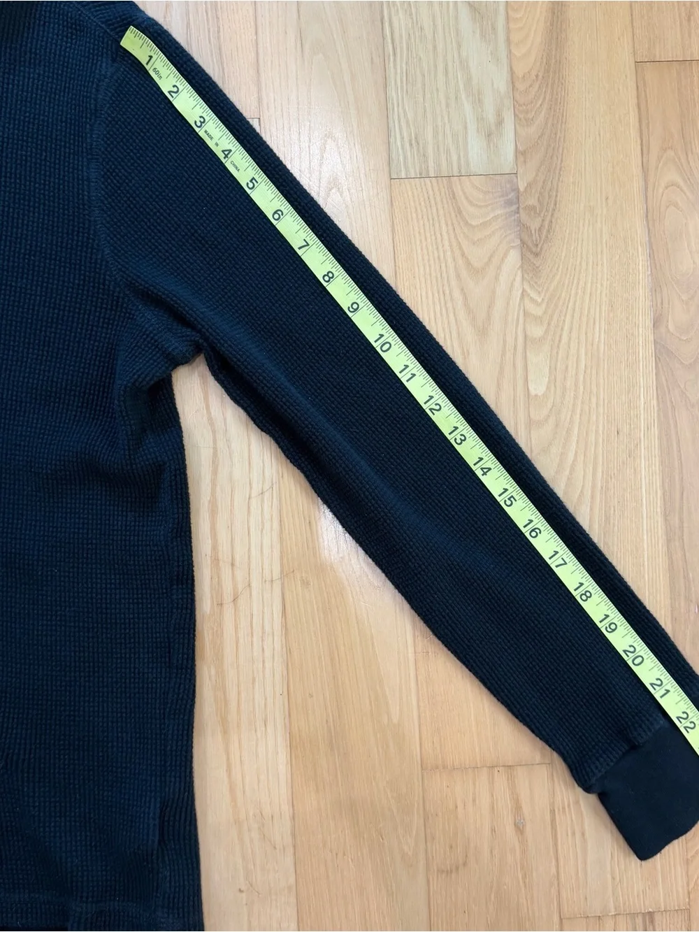 Polo Ralph Lauren Black Long Sleeve Thermal Waffle Weave Knit Hoodie Large